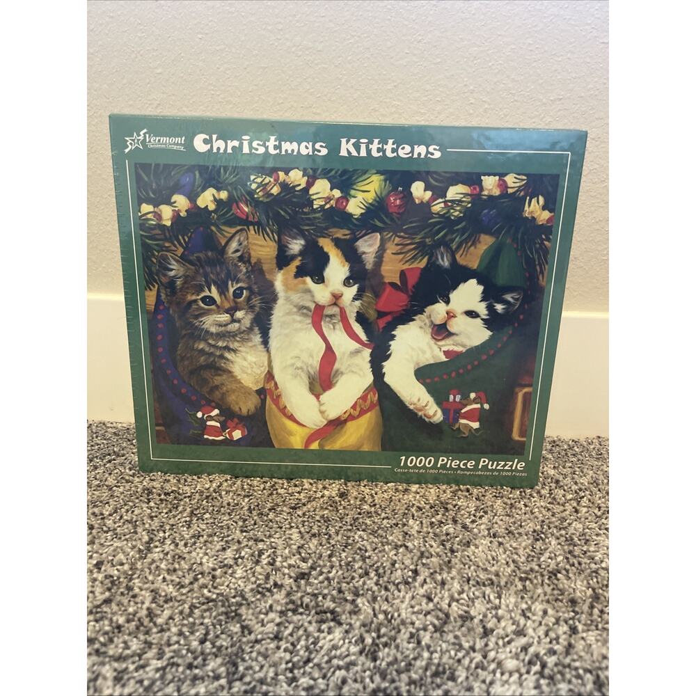 Vermont Christmas Co 1,000 Pice Jigsaw Puzzle “Christmas Kittens” New Sealed